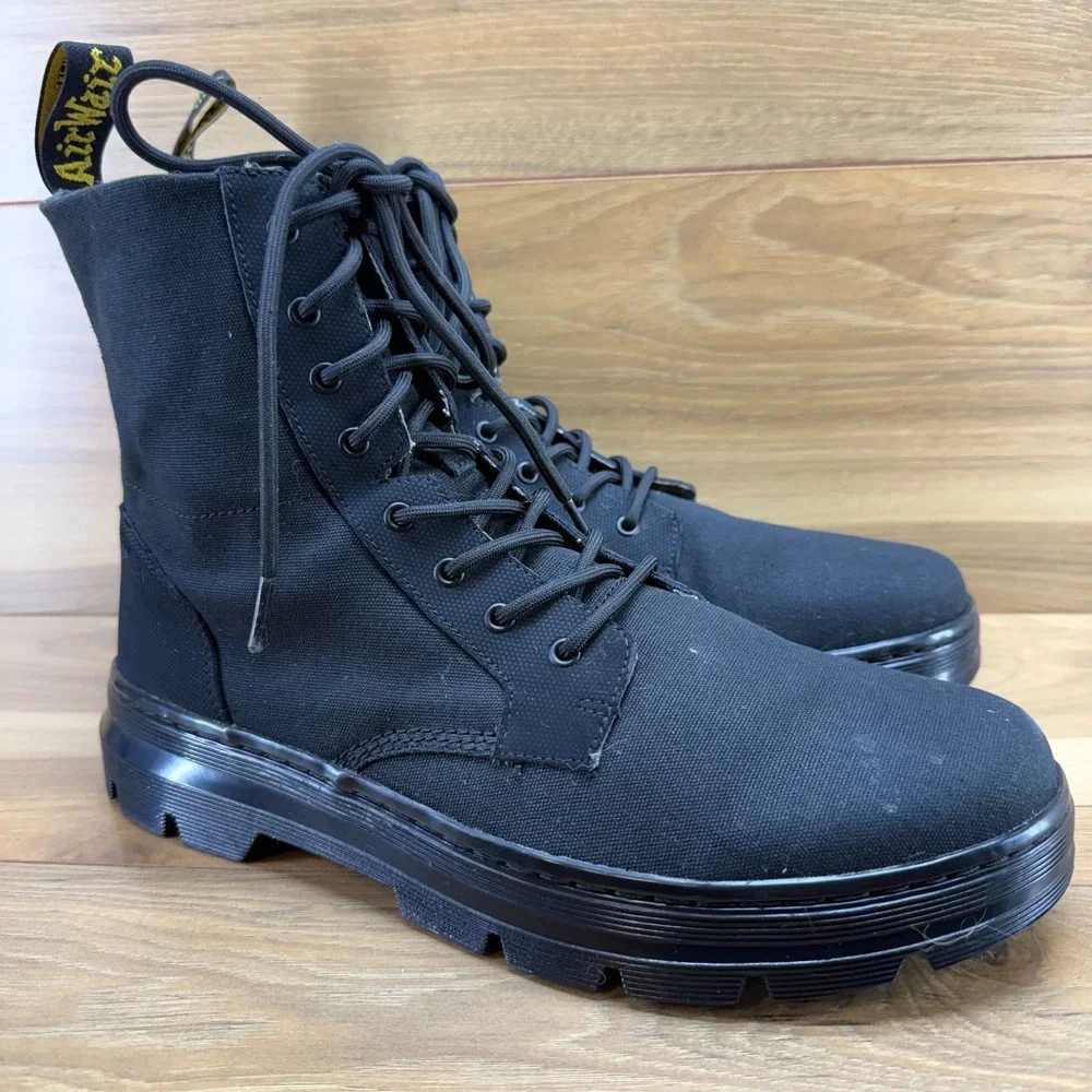 Dr Martens Combs II Chunky Lug Boot Mens 12 Black Canvas Lace Up Modern Punk Y2K